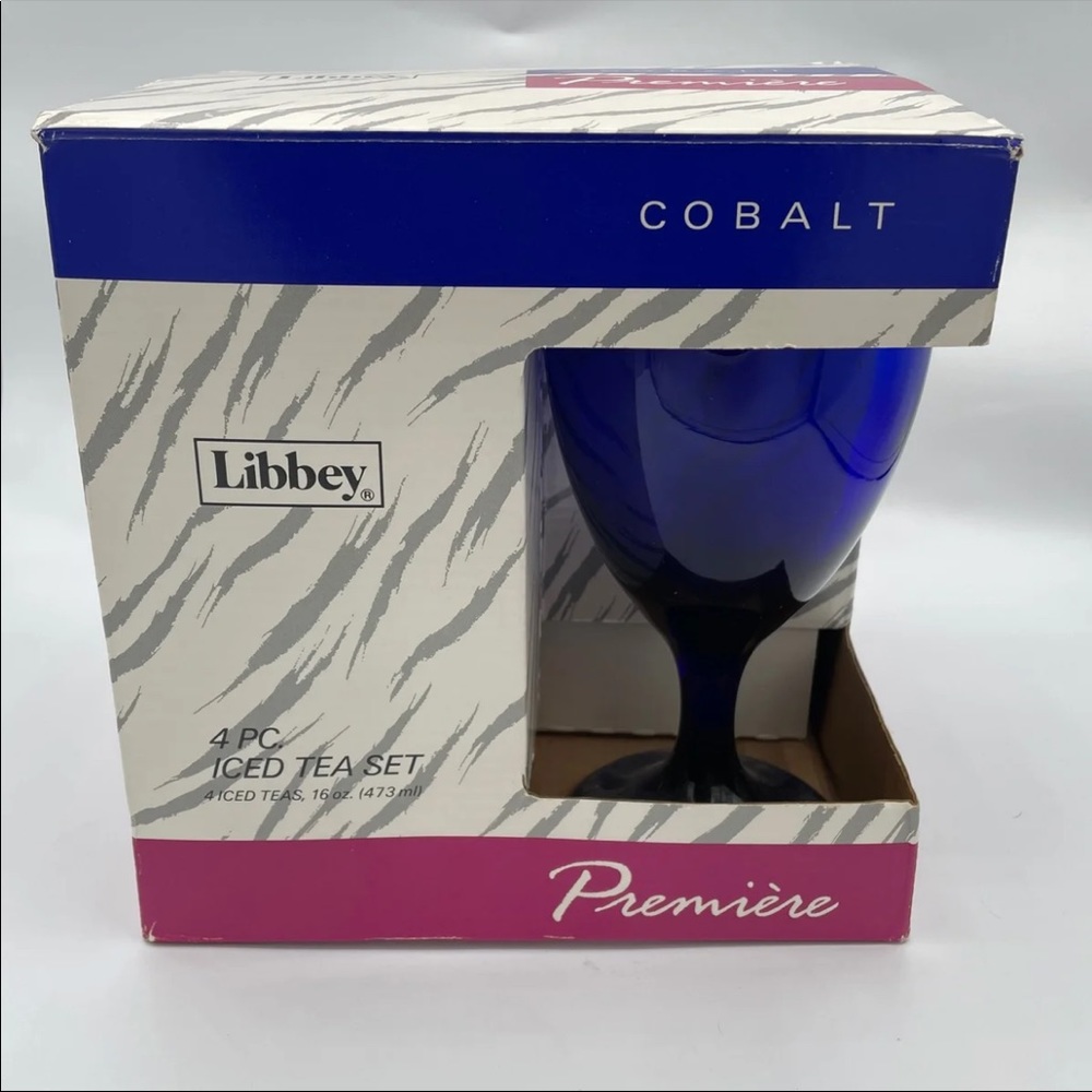 Libby’s cobalt blue 4 piece ice tea set new! 16 oz
